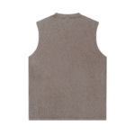 275G Batik Washed Distressed Patchwork Vest（Washed brown） - 图片 2