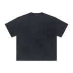 Basic distressed short-sleeved shirt with frayed edges and washed finish (gray-black) - 图片 2