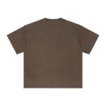 Basic distressed short-sleeved shirt with frayed edges and washed finish (brown) - 图片 2