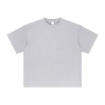 Basic distressed short-sleeved shirt with frayed edges and washed finish (lime white)