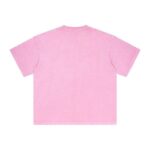Basic distressed short-sleeved shirt with frayed edges and washed finish (Cherry blossom pink) - 图片 2