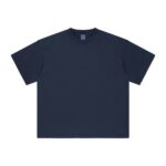 Basic distressed short-sleeved shirt with frayed edges and washed finish (Navy blue)
