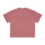 Basic distressed short-sleeved shirt with frayed edges and washed finish (Jujube Red) - 图片 2