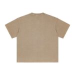 Basic distressed short-sleeved shirt with frayed edges and washed finish (light brown) - 图片 2