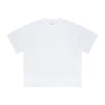 Basic distressed short-sleeved shirt with frayed edges and washed finish (White)