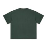Basic distressed short-sleeved shirt with frayed edges and washed finish (Green) - 图片 2