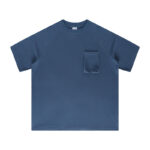 310G Mori-style workwear shirt, washed cotton, 3D workwear pockets, raglan sleeve design（Navy blue） - 图片 2
