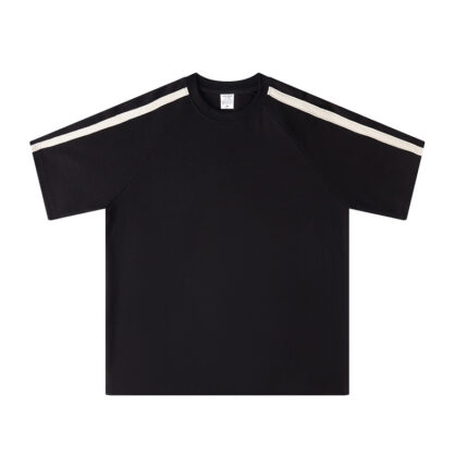 Textured Series: American-Style Unisex Color-Blocked Short-Sleeve T-Shirt（black）