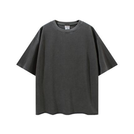 260G heavyweight terry cloth fabric, frayed hem shirt(Dark gray)