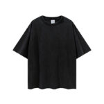 260G heavyweight terry cloth fabric, frayed hem shirt(black)