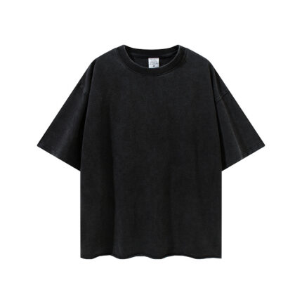 260G heavyweight terry cloth fabric, frayed hem shirt(black)