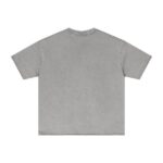 275G frayed edge green pattern washed top short sleeve(Medium gray) - 图片 2