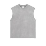 250G Vest with frayed edges, washed and distressed finish(Spray-dyed light gray)