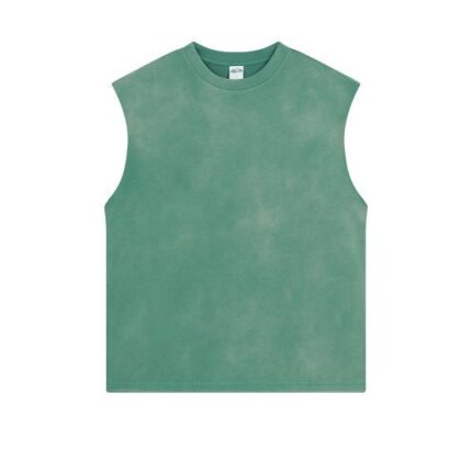 250G Vest with frayed edges, washed and distressed finish(Bronze Green Spray)