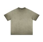 Basic distressed short-sleeved shirt with frayed edges and washed finish (Washed military green) - 图片 2