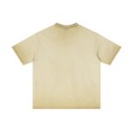 Basic distressed short-sleeved shirt with frayed edges and washed finish (Washed Khaki) - 图片 2