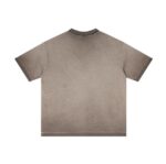 Basic distressed short-sleeved shirt with frayed edges and washed finish (Washed coffee) - 图片 2