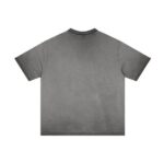 Basic distressed short-sleeved shirt with frayed edges and washed finish (Washed dark gray) - 图片 2