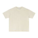 275G frayed edge green pattern washed top short sleeve(grayish apricot)