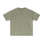 275G frayed edge green pattern washed top short sleeve(gray-green) - 图片 2